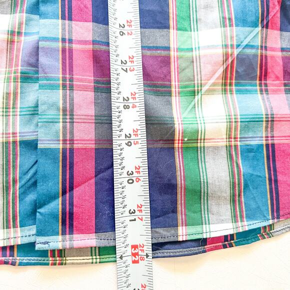 Alan Flusser Mens Medium 100 Cotton Multicolor Plaid 2 Layer Button Down Collar - Picture 6 of 10
